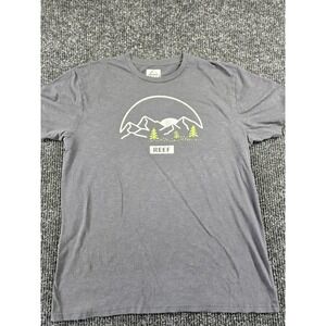 Reef Mens XL Charcoal Heather Mountain Graphic T-Shirt Short Sleeve